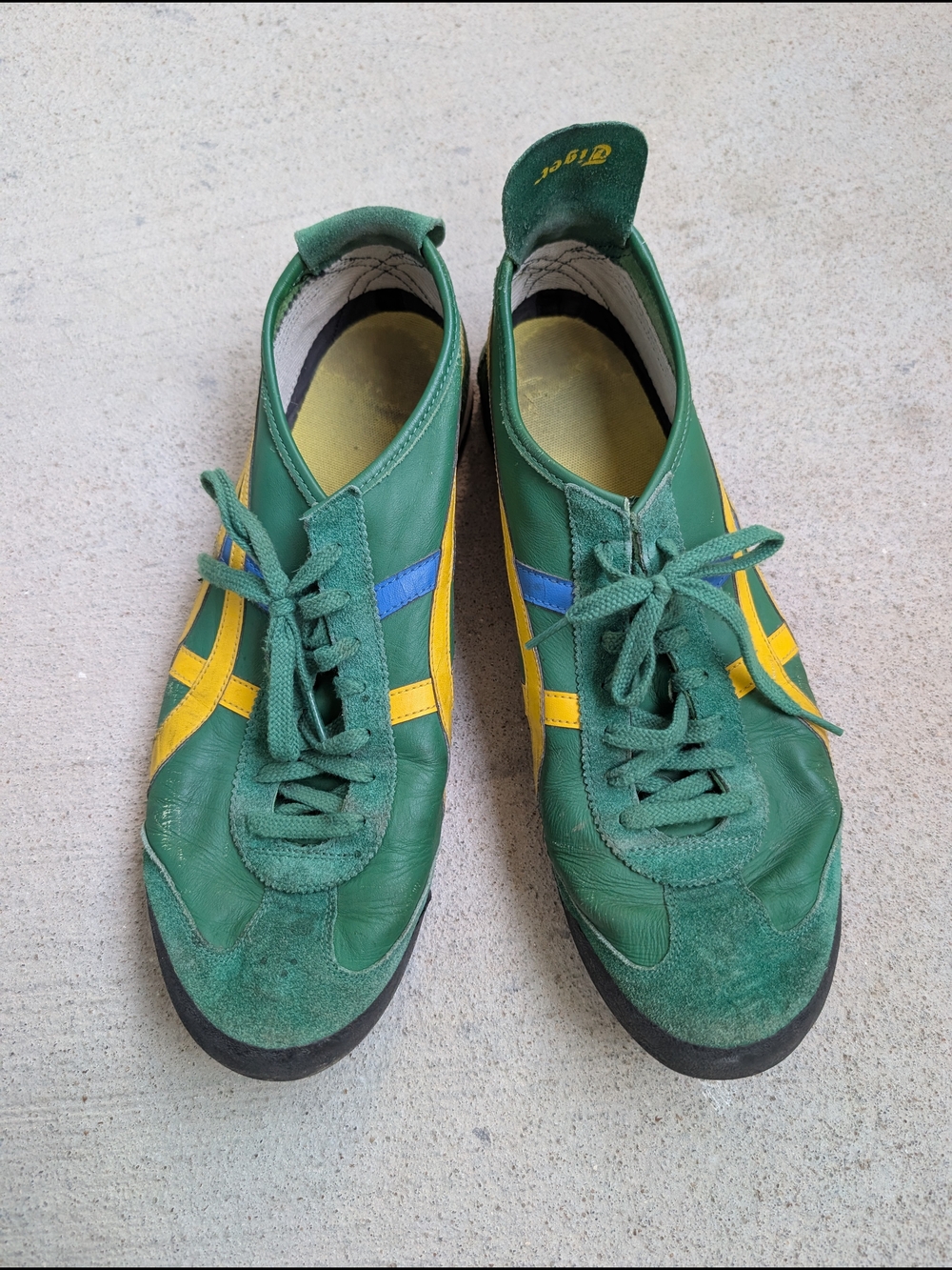 Rare Onitsuka Tiger by Asics Mexico 66 Green Yellow Blue Low-Profile Sneakers